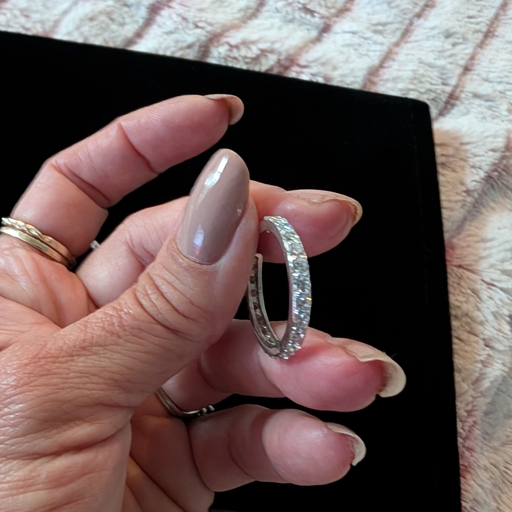 Never Worn 925 CZ Silver Hoops - Picture 10 of 10